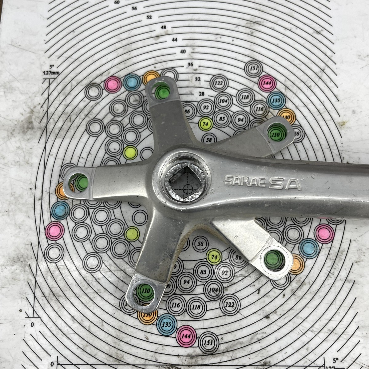 Vintage Sakae SA SR Crankset 175 mm 5-Bolt 110 BCD Square Taper