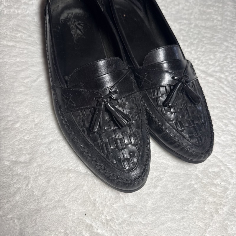 Giorgio Brutini Men's Woven Tassel Loafers black Leather Shoes 12 Brazil 