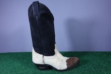 VTG CODE WEST Cowboy Boots Cow Hide Hair On USA Made Black/Brown Women 6.5 M
