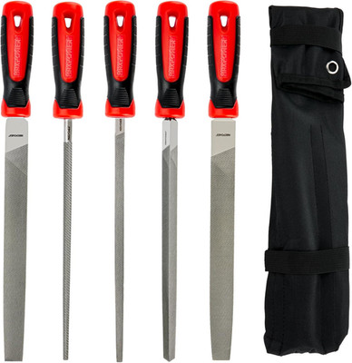 10-Inch Metal File Set, 5 Pieces Hand Files Including Flat, Round, Half-Round, T