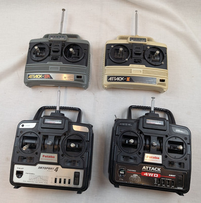 Lot of 4 Vintage Futaba RC Transmitters UNTESTED  Skysport 4, Attack 4WD SR III
