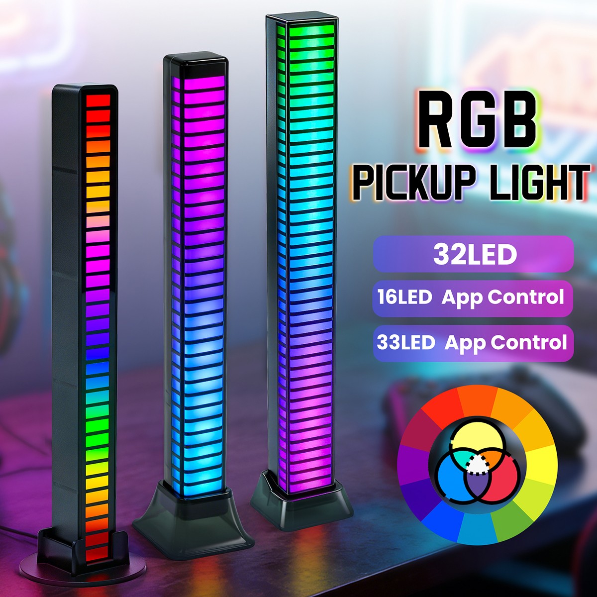 Sound Voice Activated Light Pickup Rhythm Music RGB LED Strip Tube Car Bar Lamp
