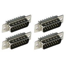 4 Pcs DB15 D-SUB 15-Pin Male Plug Solder Type Connector Cup Socket Assembly