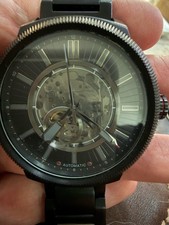 Armani Exchange AX4160 Skeleton Automatic Black IP Steel Mens Watch 45mm