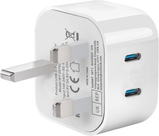 USB C Plug,20W Fast Charger Plug UK Compatible with iPhone 17 air/16/15/15