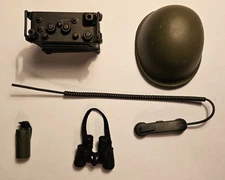 5 piece Lot Military Miniatures 21st Century Toys Helmet Field Radio Binoculars