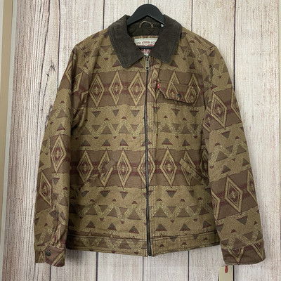 Levi s Mens Workwear Cotton Canvas Geo print Trucker Depot Jacket size Large