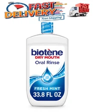 Biotene Moisturizing Dry Mouth Oral Rinse Mouthwash, Fresh Mint, 33.8 Oz