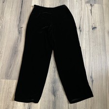 Johnny Was Velvet Pants Size Medium Wide Leg Black Side Zip Silk Rayon