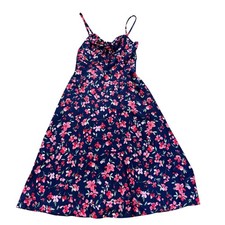 Eliza J Midi Dress 4 Blue Floral Tie Front Smocked Back Wedding Guest