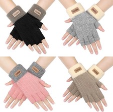 Fingerless Gloves for Women Men - 4 Pairs Warm Winter Gloves