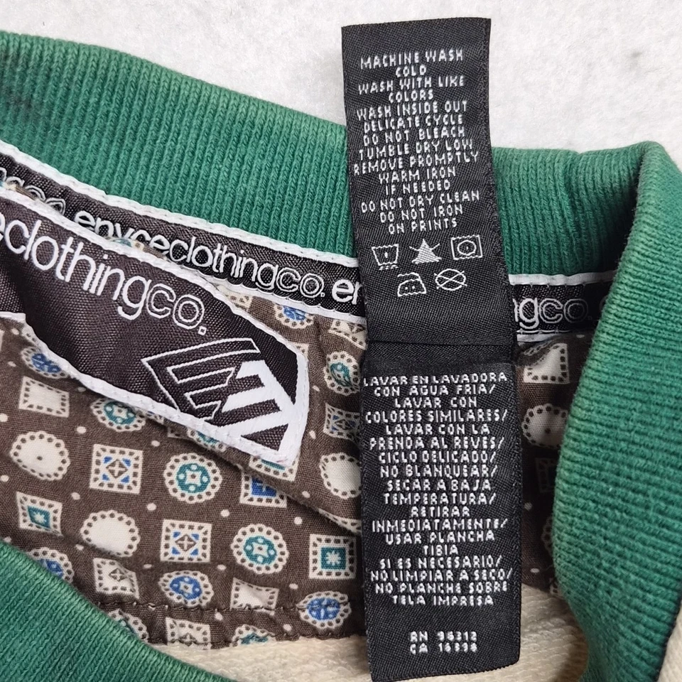 De Colección Y2K Enyce Verde Beige Pirata Francés Gráfico Suéter Crew Sudadera Talla 3XL Foto 4 de 4