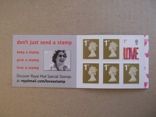 GB ROYAL MAIL LOVE BARCODE STAMP BOOKLET 6 x 1ST