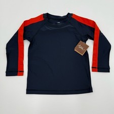 NWT Tea Collection Boys Kids Swim Rash Guard Shirt - Navy  Red Orange Size 2