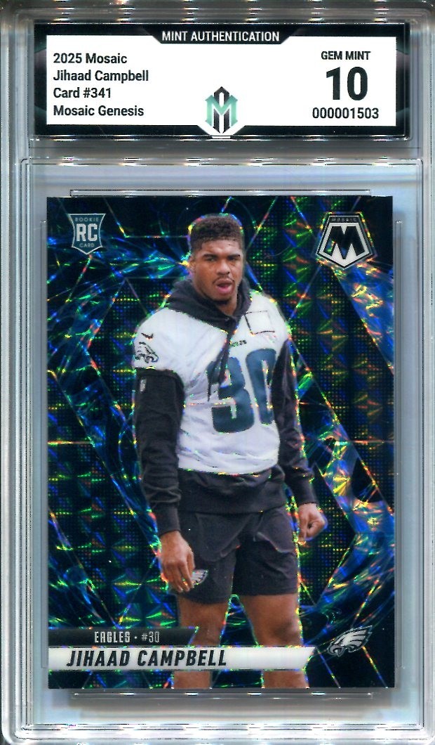 2025 Mosaic JIHAAD CAMPBELL GENESIS #341 RC Case Hit Mint Authentication MA10