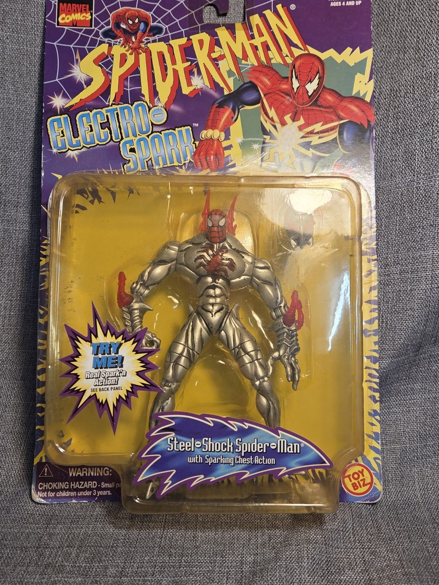 1997 ToyBiz Spider-man, Electro- Spark STEEL SHOCK SPIDER-MAN