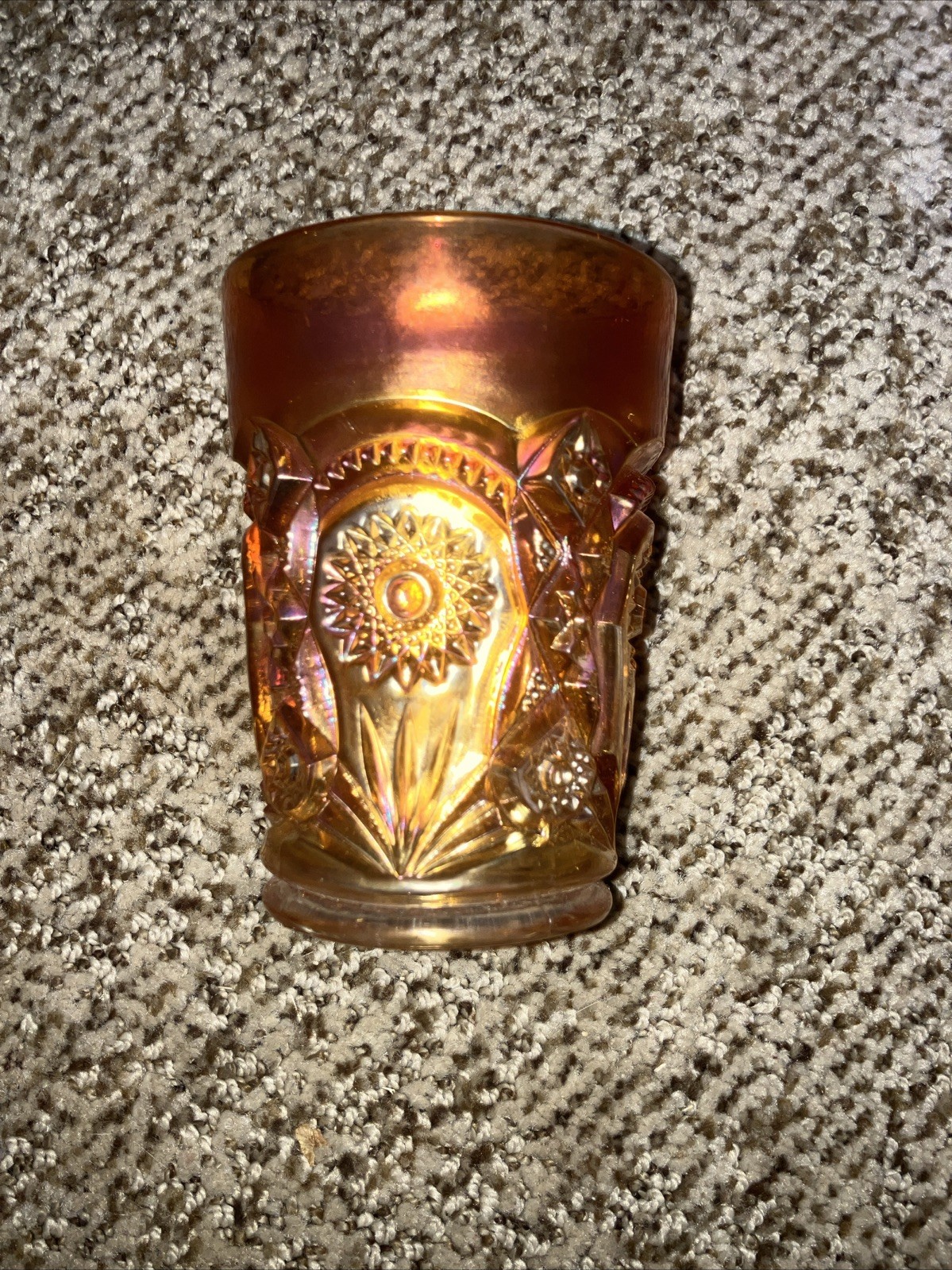 Carnival Glass  Imperial Marigold Water Set 6 Tumblers, 1 Pitcher