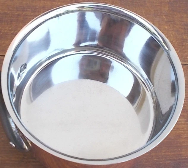 Casserole MATFER BOURGEAT FRANCE cuivre inox  d 14 cm et couvercle, neuve TBE - Photo 4/4