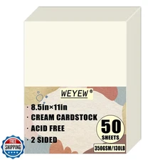 50 Sheets 130lb Cream Cardstock, 8.5" x 11", Extra Heavy Duty Off