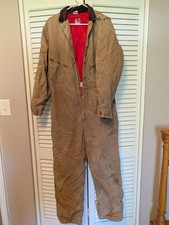 Carhartt Distressed Duck Coveralls 42R Thrashed Americana Corduroy Collar READ