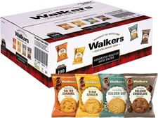 Walkers Assorted Biscuits Luxury Mini Packs 4 Flavours 100 x 25g Office Home