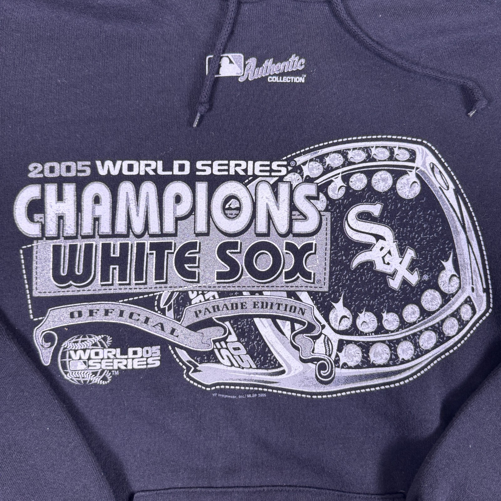 Chicago Mens Black White Sox World Series Champions Hoodie Sweatshirt Size M thumbnail 2