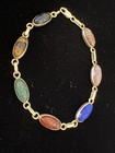 WOW RARE VTG W.E. Richards Company 14k Solid Gold MULTI GEMSTONE SCARAB BRACELET — photo 1