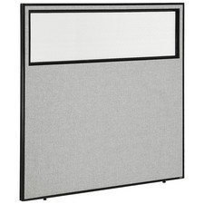 60-1/4"W x 60"H Office Partition Panel with Partial Window Gray