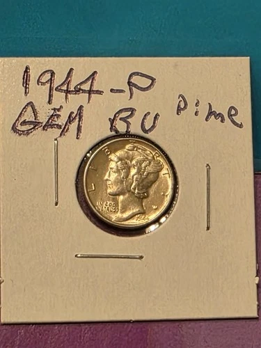 Gem BU+++  1944-P  MERCURY SILVER DIME  *LUSTROUS SHINE WITH  SPLIT BANDS*
