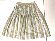 Beautiful Vintage Women Talbots Embellished Green Striped Skirt Size 2