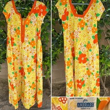Vintage Made In Hawaii For Andrade Honolulu Hawaiian Dress Tiki Aloha Hawaii