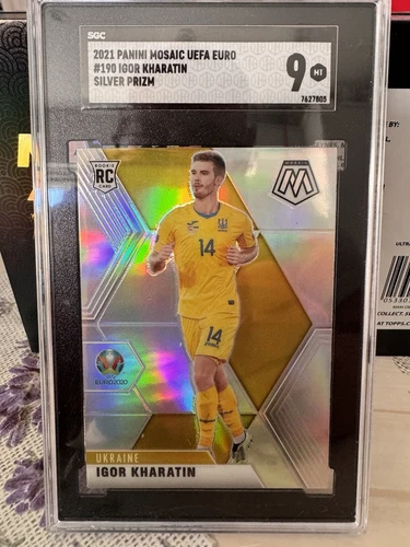 Igor Kharatin 2021 Panini Mosaic UEFA Euro Silver Prizm #190 RC SGC 9 Ukraine