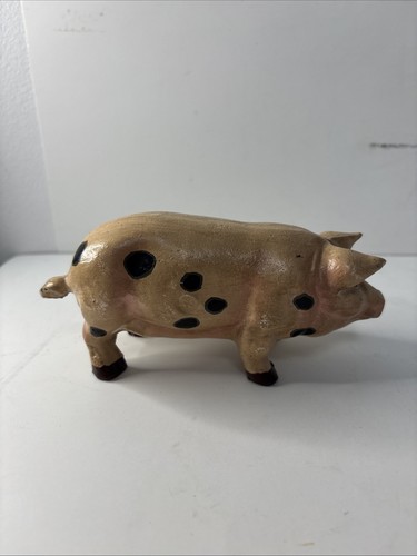 VINTAGE CAST IRON HAND PAINTED 5.5" PIG PAPERWEIGT/DOOR STOPER/ FOLK ART DECOR - Picture 5 of 9
