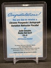 2026 Bowman Justin Gonzales Chrome Prospects ...