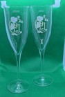 2 Perrier Jouet Nouveau PJ  Flowers Champagne Crystal Glasses 8" Etched Foot — photo 1