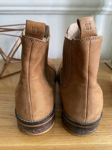 *WHITE STUFF* camel hellbraun Nubukleder abgenutzt mandelförmige Zehenpartie flache Stiefeletten 5 - Bild 9 von 17
