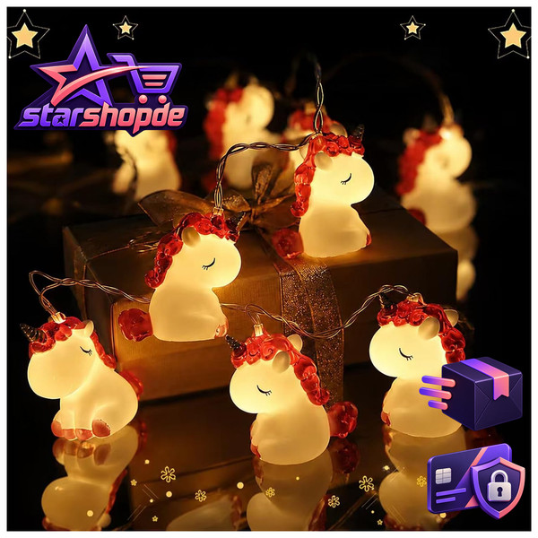 Lichterkette Einhorn Design LED Batteriebetrieben Deko FüR Garten AußEn-image