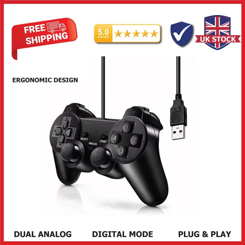 USB Wired PC Game Controller Gamepad for Windows 10/8/7 XP Laptop