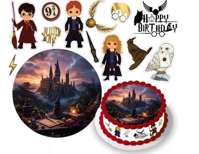 Harry Potter Zauberer Essbar Zuckermasse Tortenbild Tortenaufleger + 4 Muffin