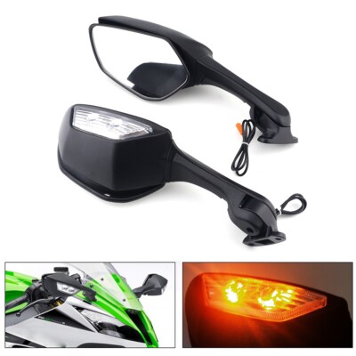 Rearview Mirrors & Turn Signal Light For Kawasaki Ninja ZX6R ZX636 2009-2023