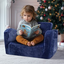 VEVOR Seggiolone per Bambini Pieghevole 2 in 1 in Schiuma Trasformabile Blu