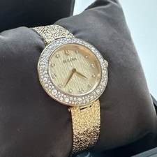 Bulova Classic Crystal Champagne Dial Stainless Women's Watch 98L321
