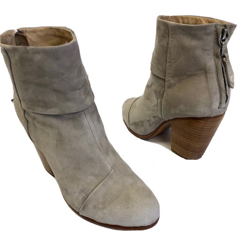 Rag & Bone NEWBURY Bootie Gray LAMBSKIN Leather Ankle Boots Heels Shoes 38 US 8 - Picture 4 of 12