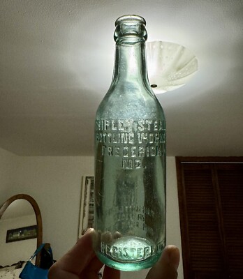 Early Soda Bottle Shipley Steam Bottling Works Frederick MD Aqua 7 Oz Emb 1919