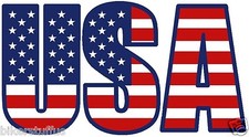 USA LETTERING WITH AMERICAN FLAG WINDOW BUMPER STICKER LAPTOP STICKER DIE CUT