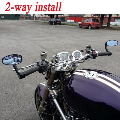 7/8" Handlebar End Mirrors For Motorcycles - CNC Aluminum, Universal Fit For Yamaha, Honda, Kawasaki, Ducati, Suzuki
