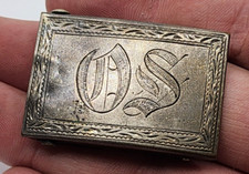 Vintage Western Sterling Silver Front Belt Buckle Monogram OS