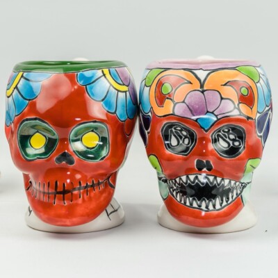 Mexican Talavera Calavera (Skull) Candle - Pine Sol Scented