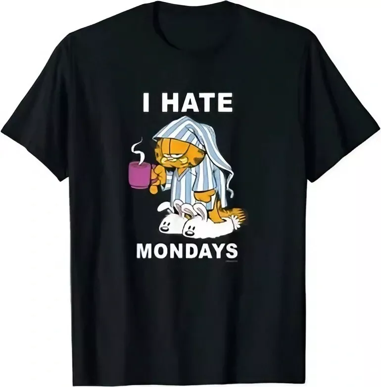 NWT Orange Cat I Hate Mondays Coffee Garfield Funny Animals Unisex T Shirt