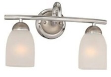 Bathroom Vanity 2 Light Fixture Chrome Finish Frosted Glass Shades New In Box.